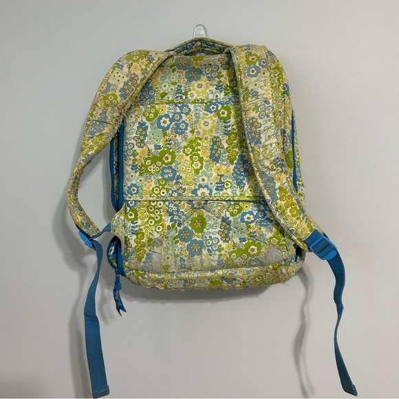 Vera Bradley Women’s Quilted Cotton Campus Blue Green Yellow Floral Backpack - Picture 4 of 10